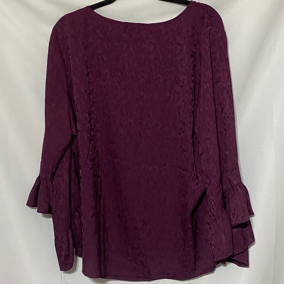 NWT I.N.STUDIOS WO SIZE 2X EGGPLANT PURPLE RUFFLE SLEEVES SOFT FLOWY SHIRT - Picture 12 of 12